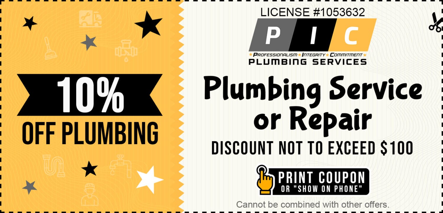 Discount Coupons PIC Plumbing Services San Diego Plumbers